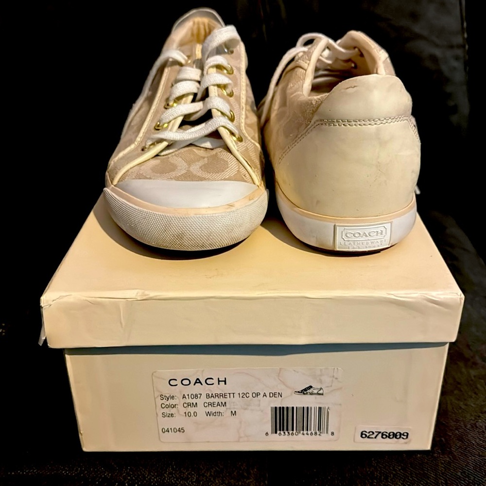 Like new. Coach Barrett cream sneakers with box.